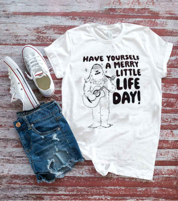 Bigfoot Have Yourself A Merry Little Life Day Playing Guitar T-Shirt