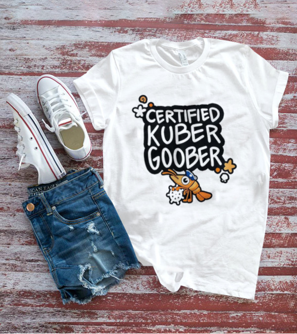 Certified Kuber Goober Kubernetes Shrimp Character With Clouds And Stars T-Shirt