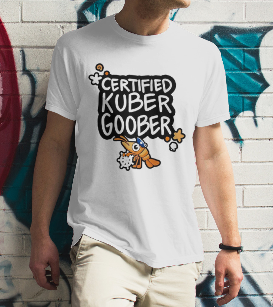 Certified Kuber Goober Kubernetes Shrimp Character With Clouds And Stars T-Shirt