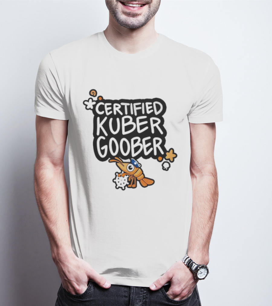 Certified Kuber Goober Kubernetes Shrimp Character With Clouds And Stars T-Shirt