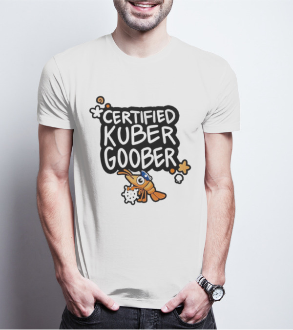 Certified Kuber Goober Kubernetes Shrimp Character With Clouds And Stars T-Shirt