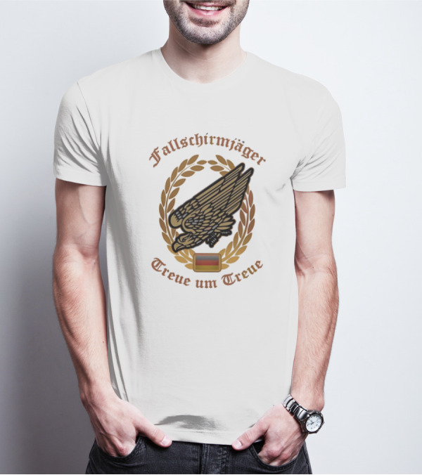 Fallschirmjäger Treue Um Treue Laurel Wreath Badge With Germany Flag T-Shirt