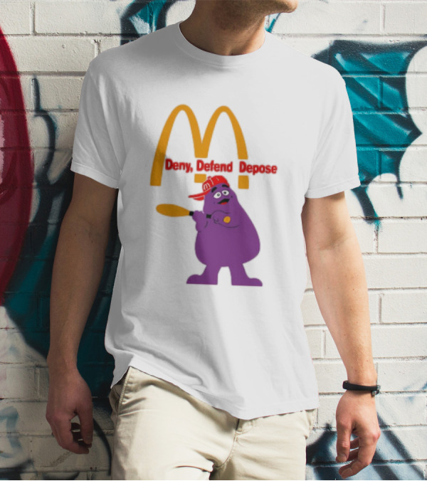 Grimace Baseball Bat Deny Defend Depose McDonald's Mascot T-Shirt