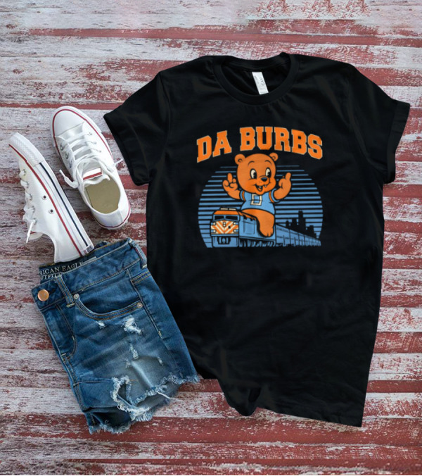 Da Burbs Train Chicago Bears Football Bear With Train Scene T-Shirt