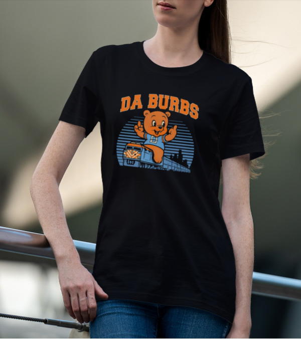 Da Burbs Train Chicago Bears Football Bear With Train Scene T-Shirt