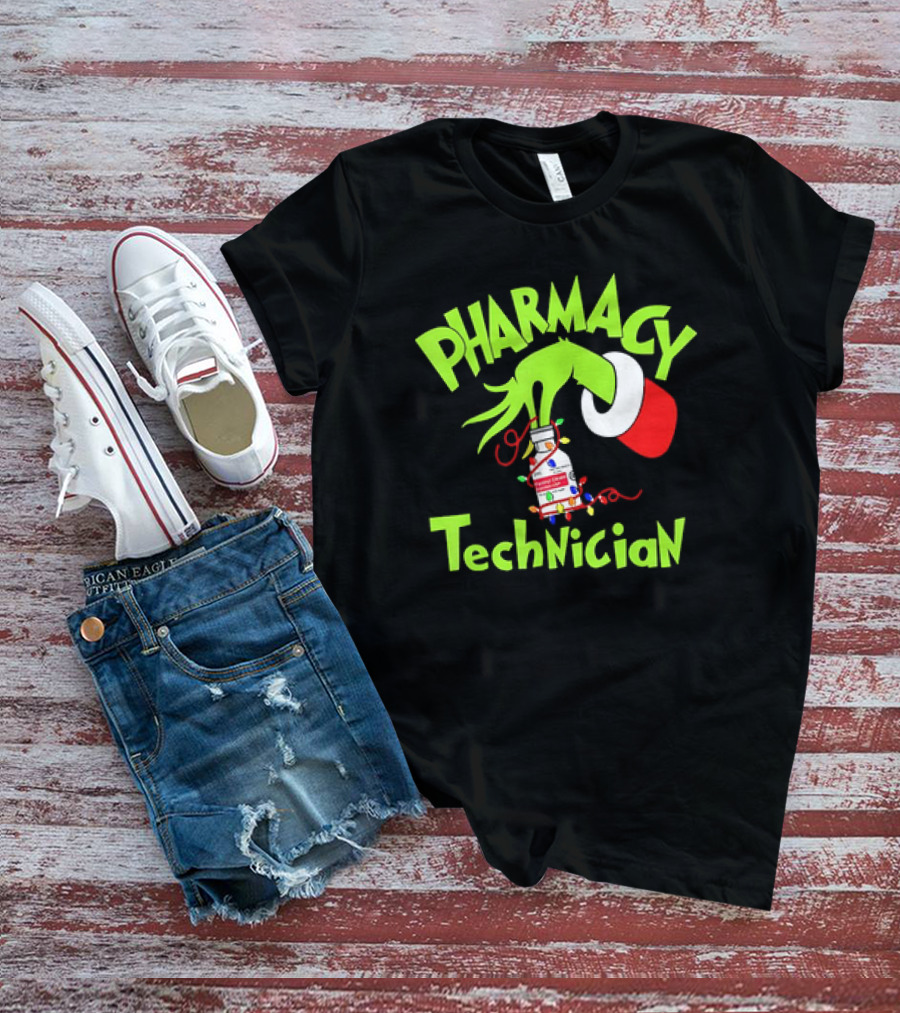 Grinch Pharmacy Technician Christmas Lights T-Shirt