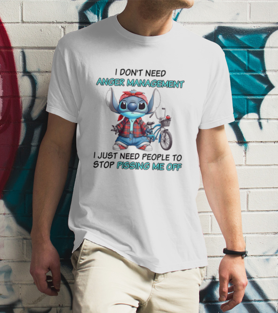 Stitch I Don’t Need Anger Management People Stop Pissing Me Off Bicycle Plaid T-Shirt