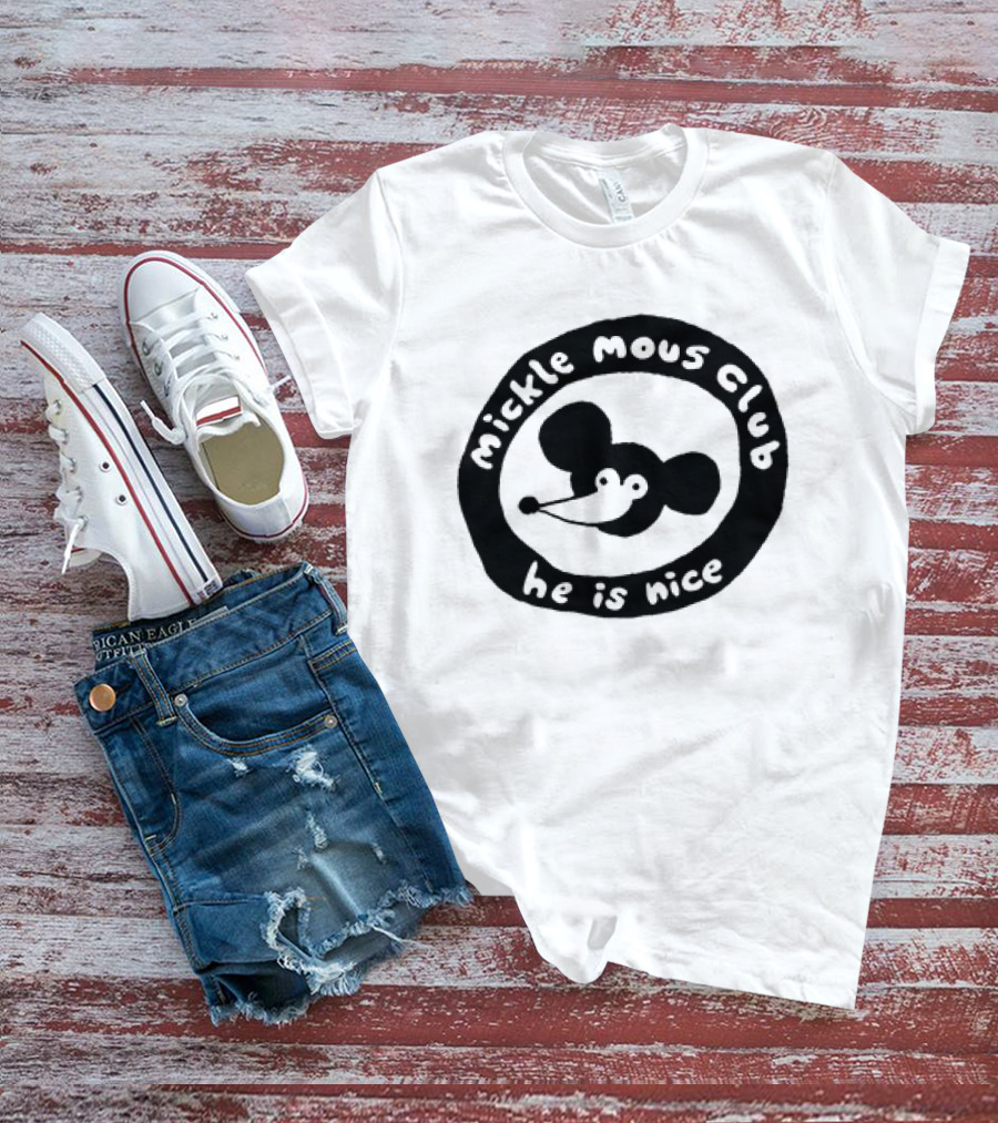 Mickle Mous Club He Is Nice Black And White Circle T-Shirt
