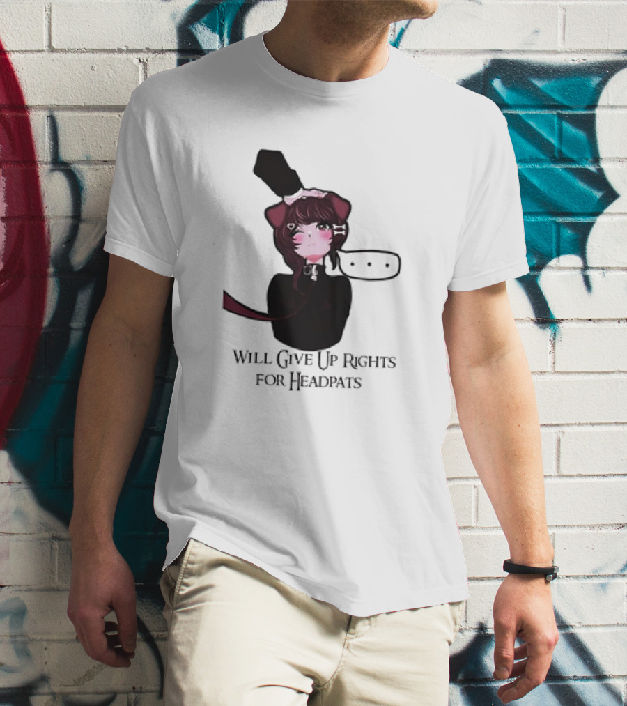 Will Give Up Rights For Headpats Anime Cat Ear Character With Blush And Speech Bubble T-Shirt