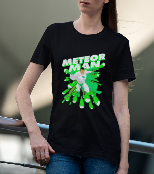 Meteor Man Heroic Pose With Green Comet Effect T-Shirt