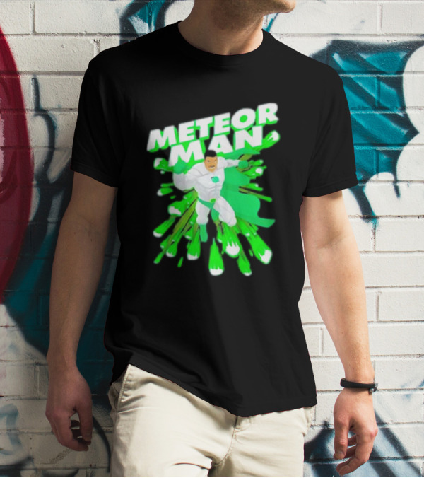 Meteor Man Heroic Pose With Green Comet Effect T-Shirt