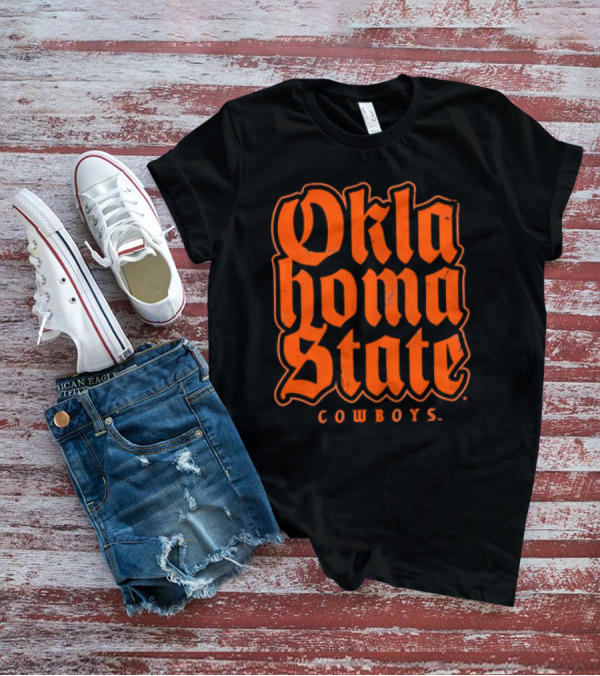 Oklahoma State Cowboys Retro Gothic Orange Text T-Shirt