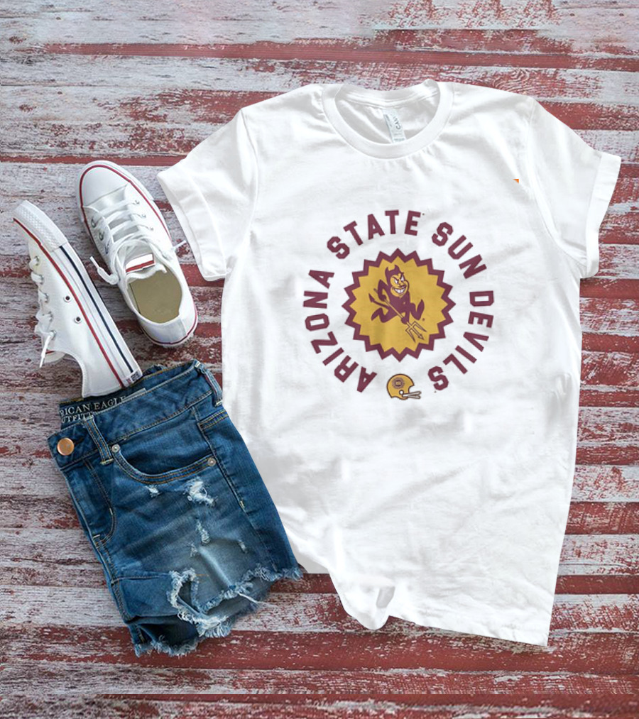 Arizona State Sun Devils Football Sunburst Sparky Helmet T-Shirt