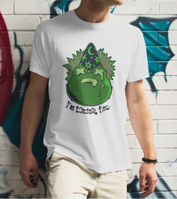 I'm Toadally Fine Vintage Green Toad Witch Hat Stars And Moon T-Shirt