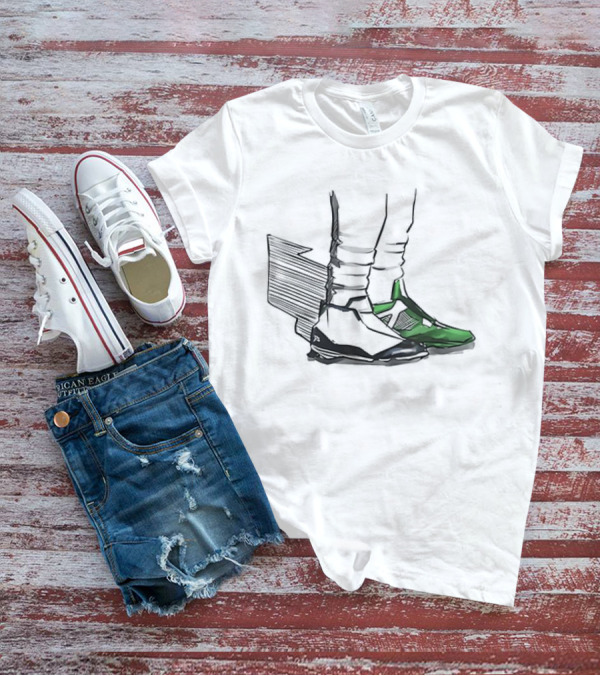 Jalen Two-Shoes Hurts Dual-Colored Sports Footwear Combo T-Shirt