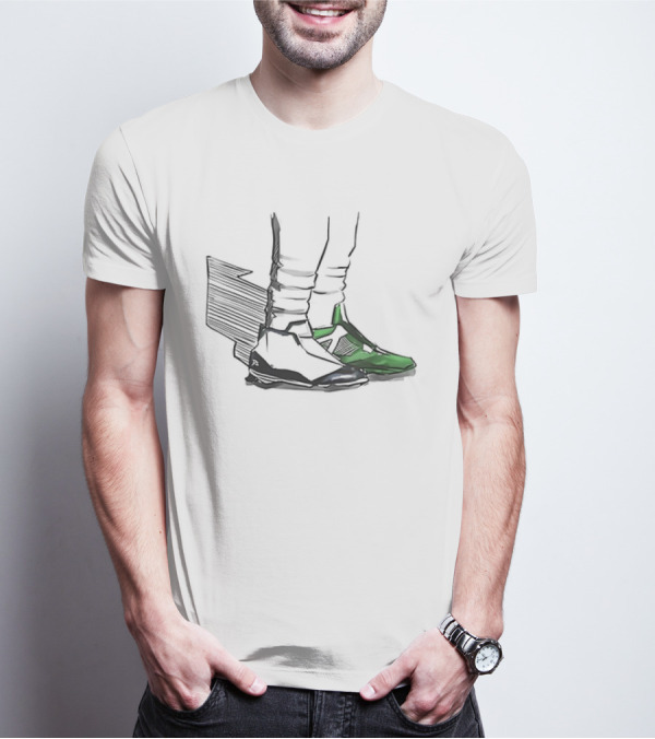 Jalen Two-Shoes Hurts Dual-Colored Sports Footwear Combo T-Shirt