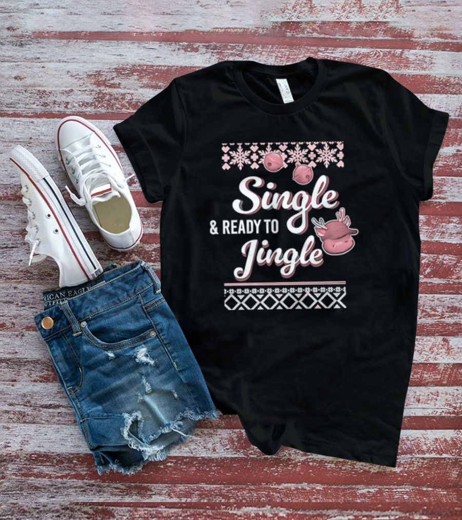 Metokur Store Single And Ready To Jingle Snowflakes Bells Reindeer T-Shirt