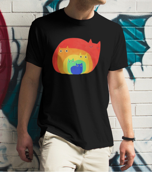 Rainbow Cats Pattern Layers T-Shirt
