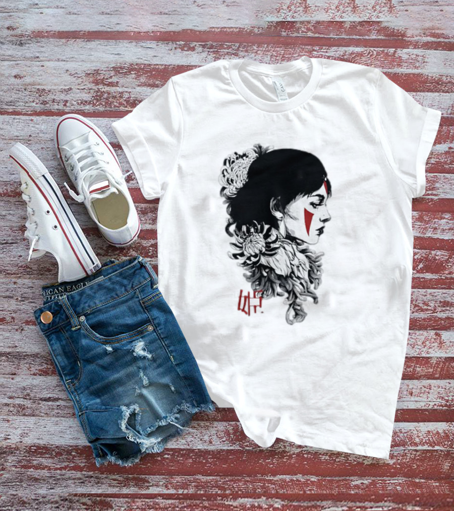 Princess Mononoke San Chrysanthemum Japanese Kanji T-Shirt