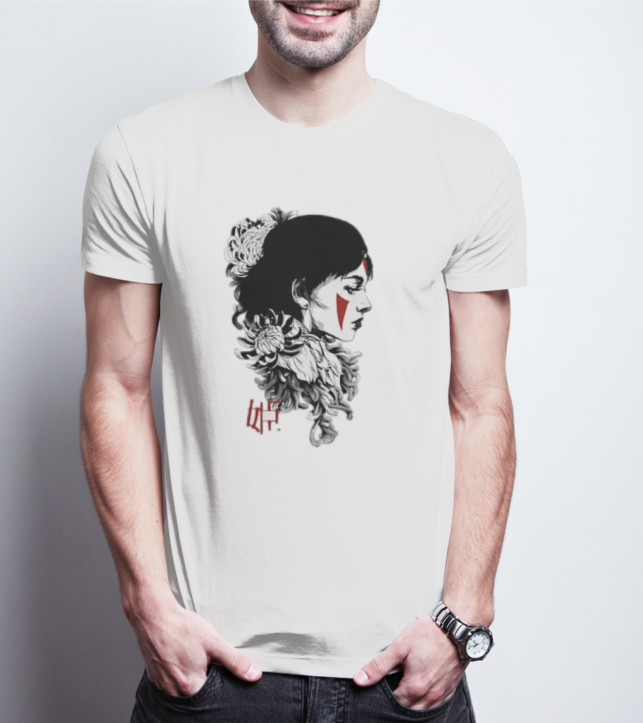 Princess Mononoke San Chrysanthemum Japanese Kanji T-Shirt