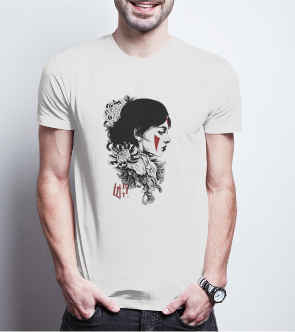 Princess Mononoke San Chrysanthemum Japanese Kanji T-Shirt