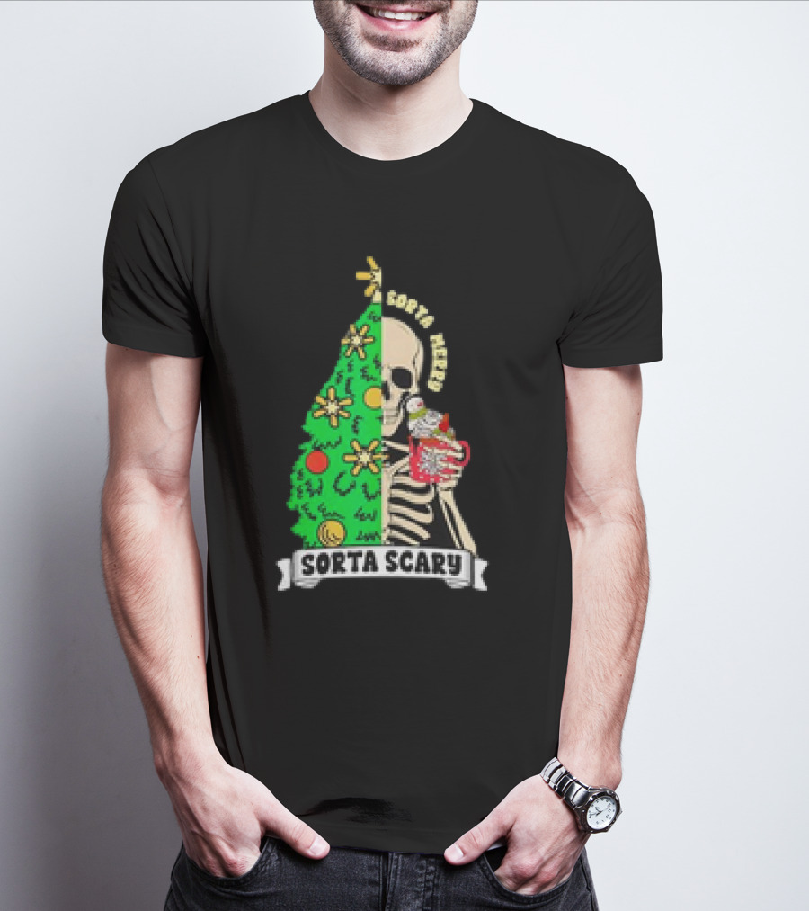 Sorta Merry Sorta Scary Christmas Skeleton Xmas Tree T-Shirt