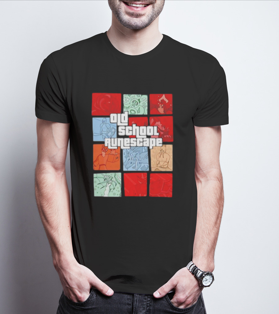 Old School RuneScape Pixel Art Character Collage T-Shirt