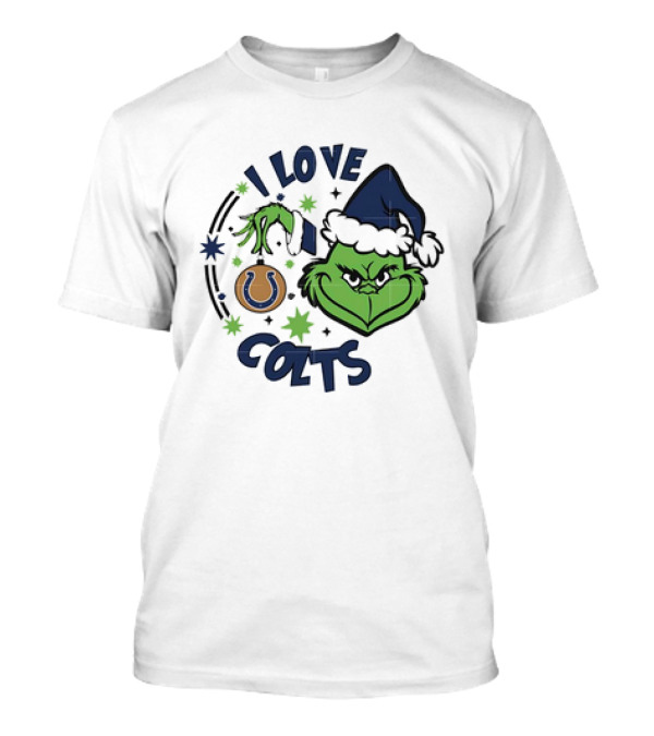 Indianapolis Colts I Love Colts Christmas Grinch Santa Hat T-Shirt