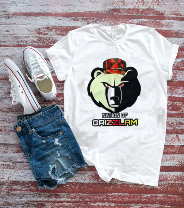 Nation Of Grizzlam Bear Logo With Camo Hat T-Shirt