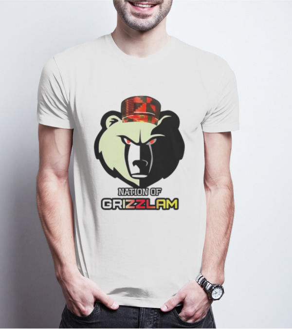 Nation Of Grizzlam Bear Logo With Camo Hat T-Shirt