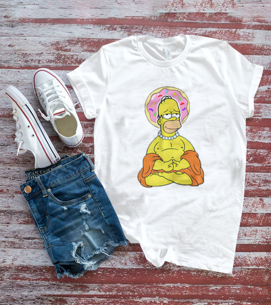 Simpsons Homer Buddha Donut Halo Meditation T-Shirt