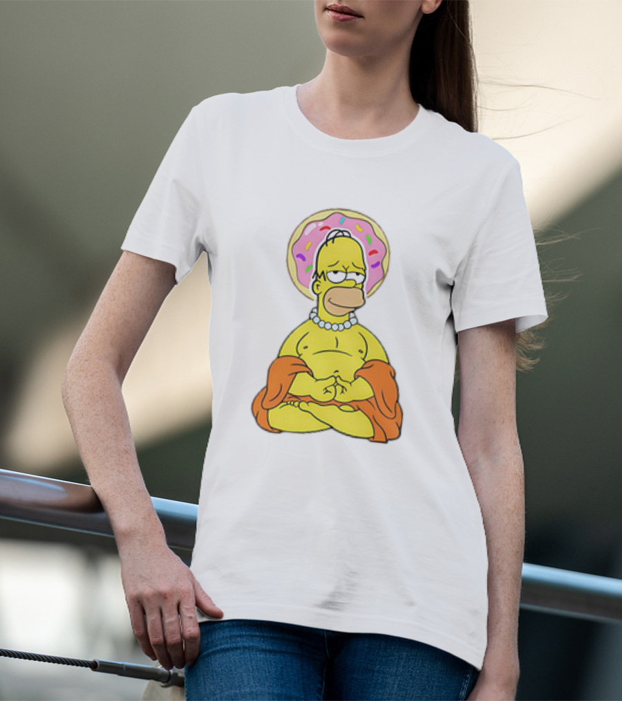 Simpsons Homer Buddha Donut Halo Meditation T-Shirt