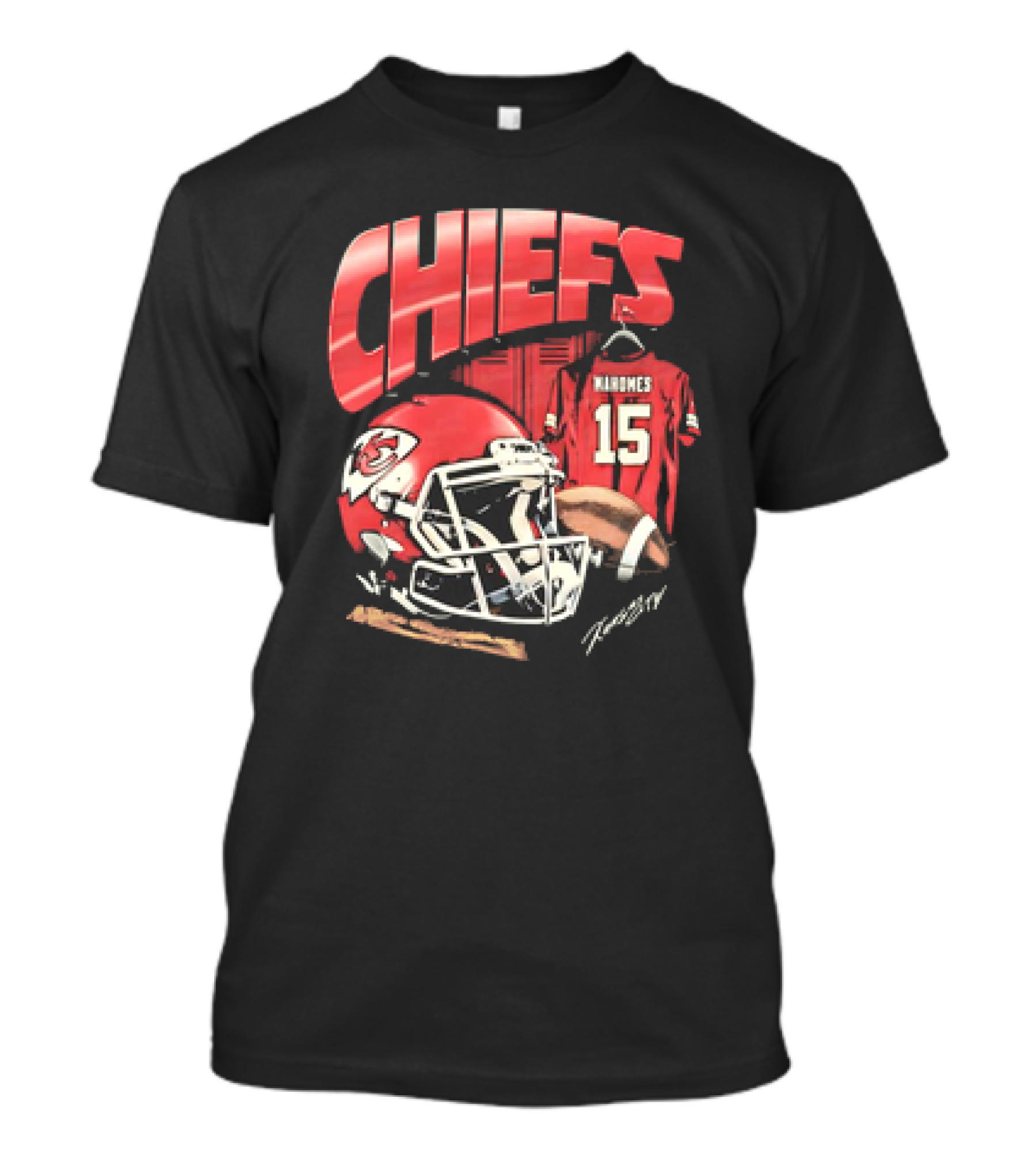 Kansas City Chiefs Patrick Mahomes 15 NFL Helmet Jersey Chiefs T-Shirt