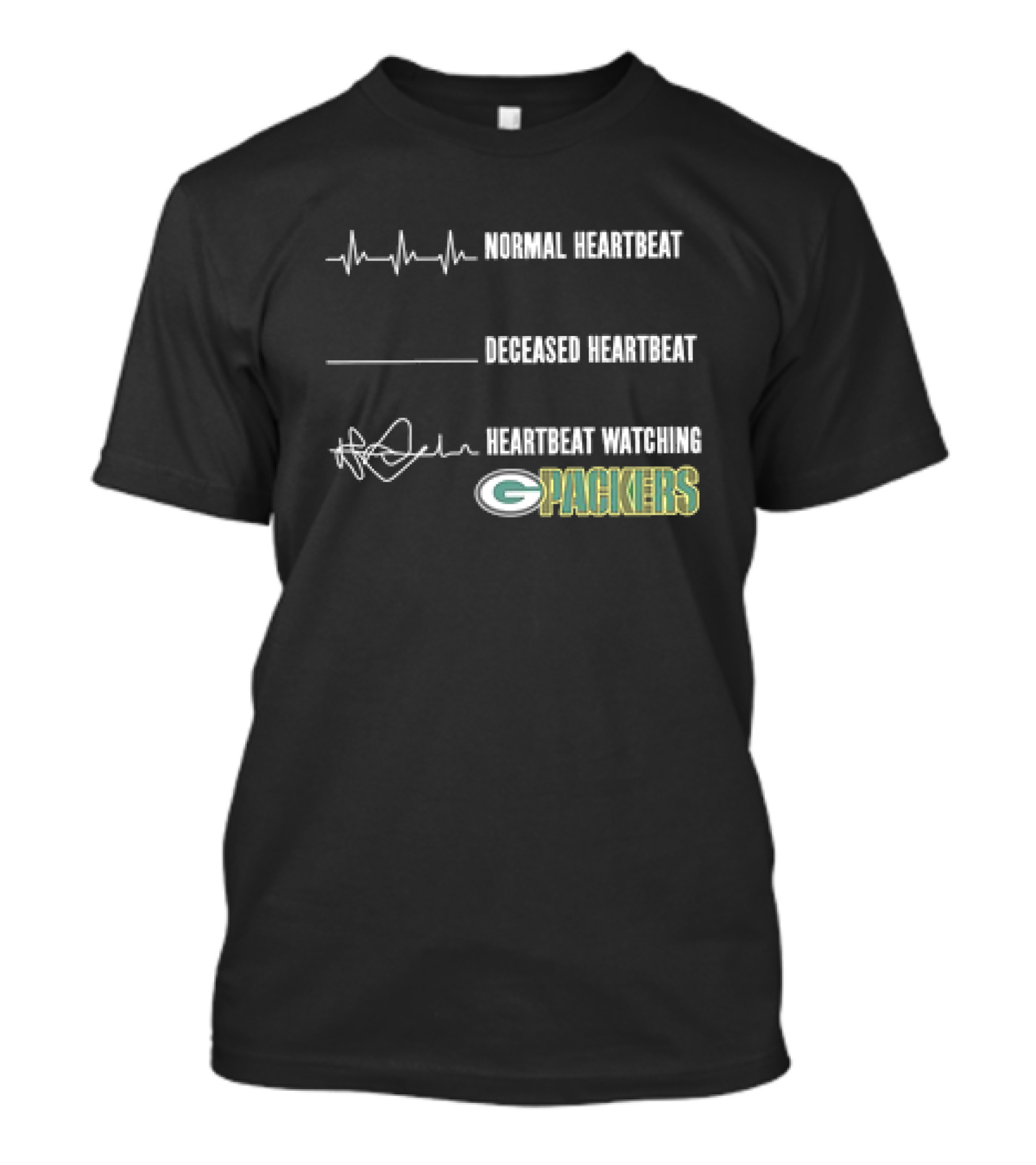 Normal Heartbeat Deceased Heartbeat Heartbeat Watching Green Bay Packers T-Shirt