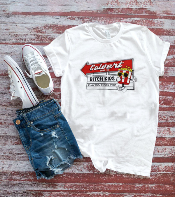 Calvert Drive-In Ditch Kids Playing Since 1953 Popcorn Character T-Shirt