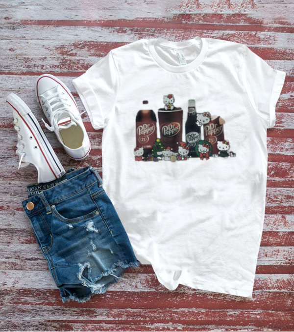 Hello Kitty Holiday With Dr Pepper Bottles And Cans T-Shirt