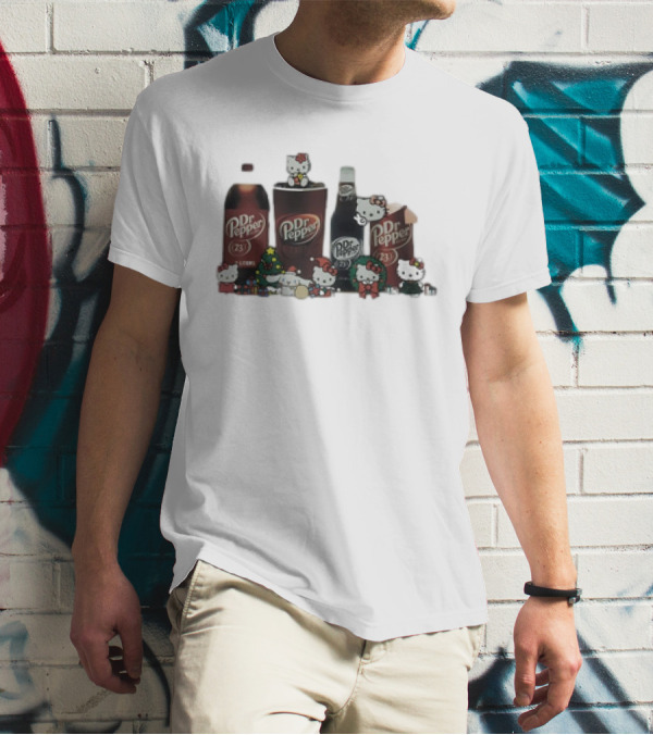 Hello Kitty Holiday With Dr Pepper Bottles And Cans T-Shirt