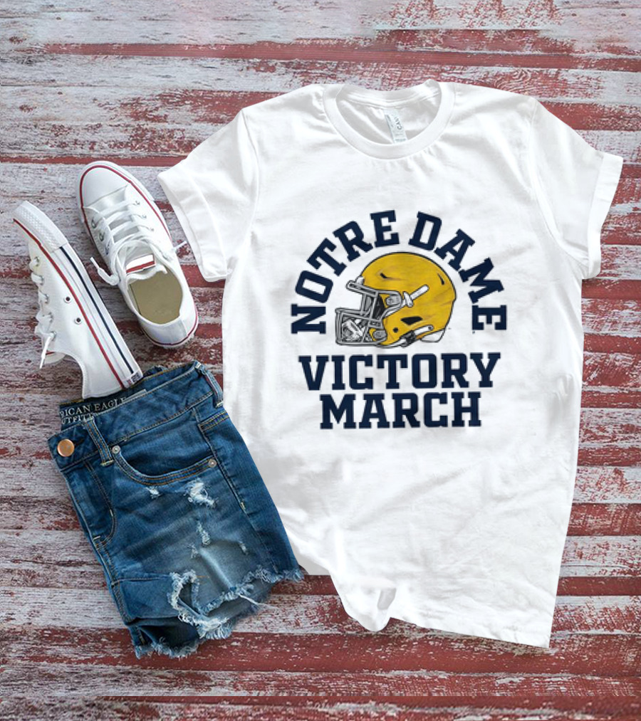 Notre Dame Victory March 2025 Fighting Irish Helmet T-Shirt
