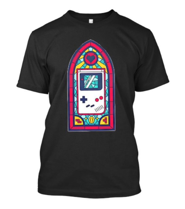 8-Bit Handheld Game Console Stained Glass Window Art With Heart T-Shirt