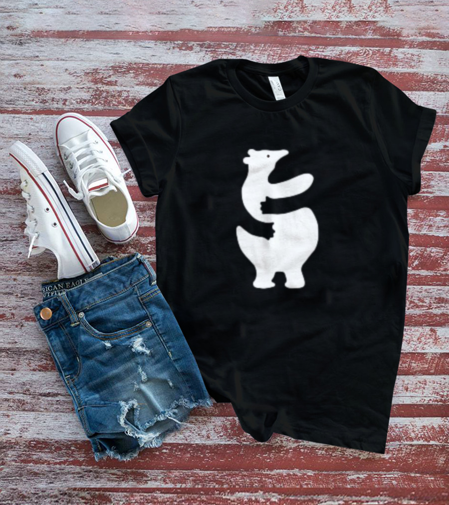 Polar Bear Hug Embrace Silhouette Funny T-Shirt