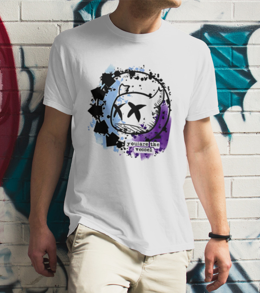 You Are The Vessel Hollow Knight Style Cute Ghost With Splattered Paint Background T-Shirt