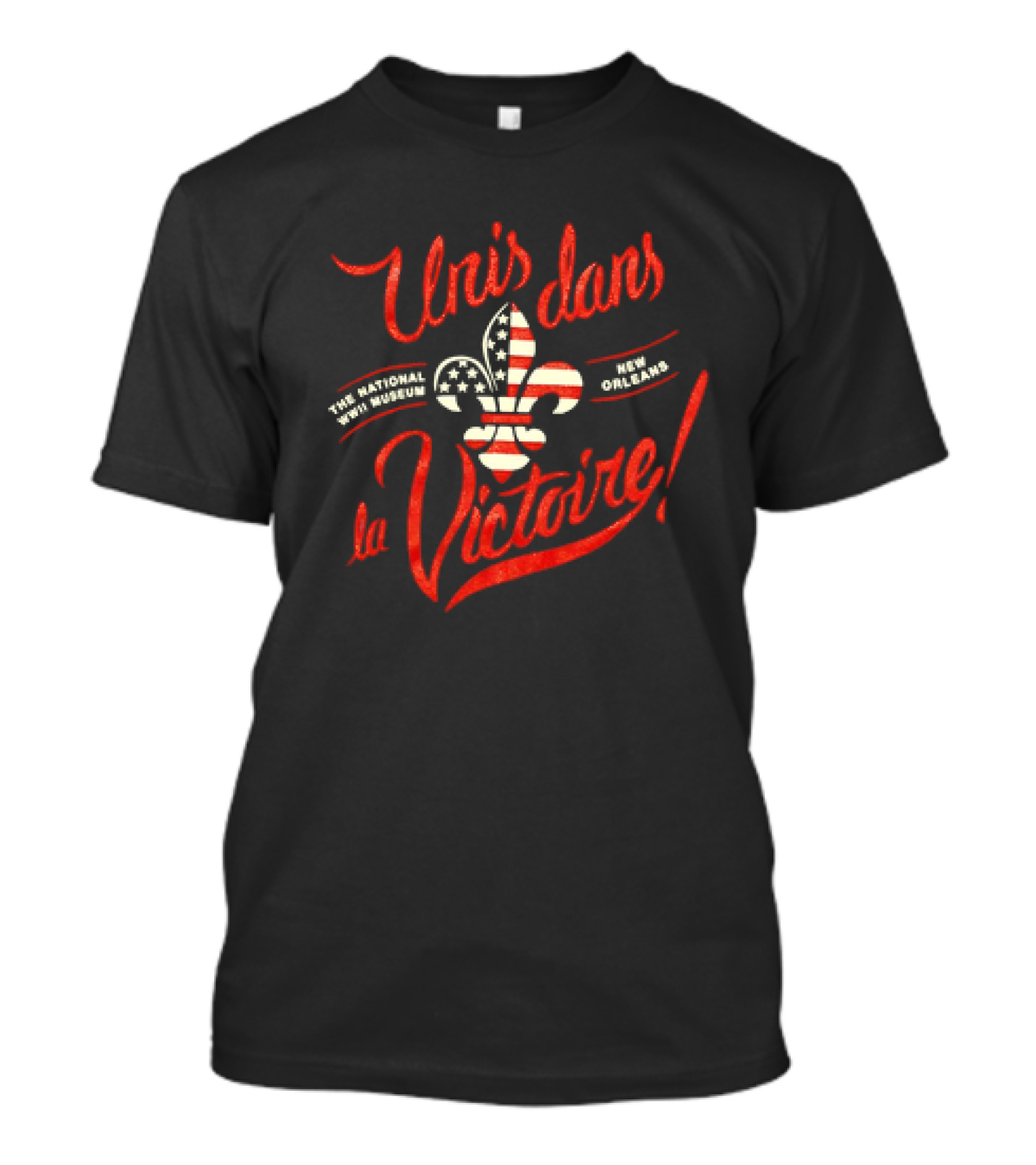 Unis Dans La Victoire The National WWII Museum New Orleans Fleur-de-lis American Flag T-Shirt