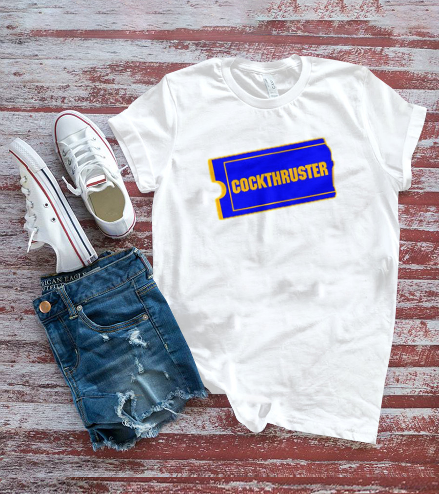 COCKTHRUSTER Blue And Yellow Ticket T-Shirt