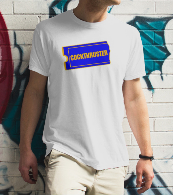 COCKTHRUSTER Blue And Yellow Ticket T-Shirt