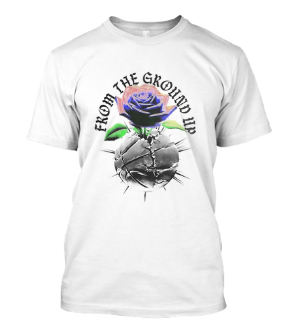 From The Ground Up Blue Rose And Cracked Earth T-Shirt