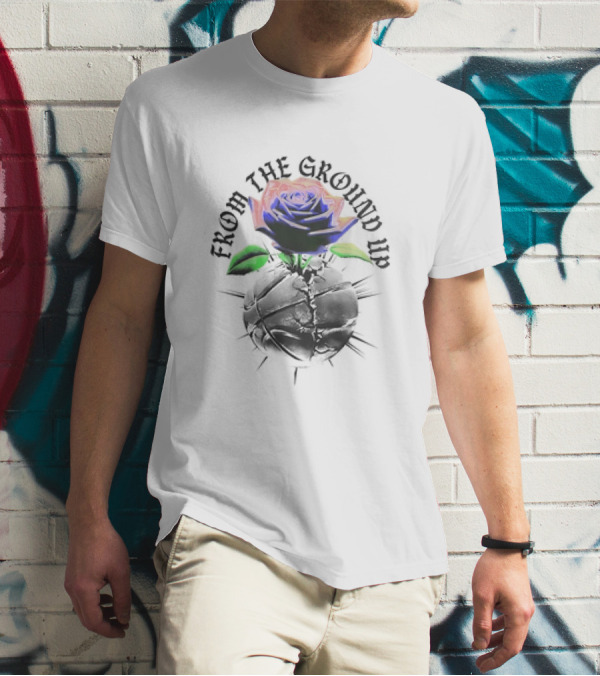 From The Ground Up Blue Rose And Cracked Earth T-Shirt
