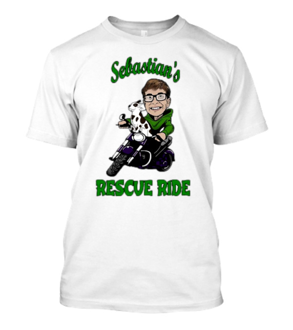 Sebastian's Rescue Ride Sebastian Rogers Motorcycle Puppy Adventure T-Shirt