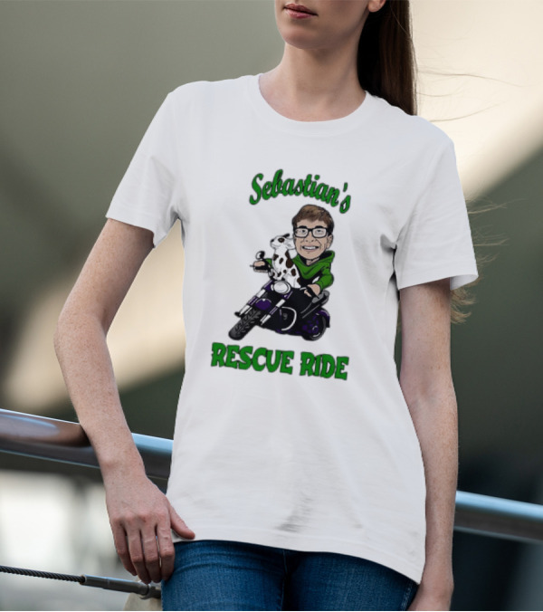 Sebastian's Rescue Ride Sebastian Rogers Motorcycle Puppy Adventure T-Shirt