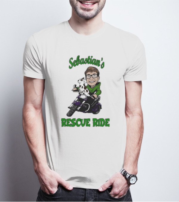 Sebastian's Rescue Ride Sebastian Rogers Motorcycle Puppy Adventure T-Shirt