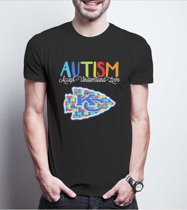 Kansas City Chiefs Autism Accept Understand Love Puzzle T-Shirt